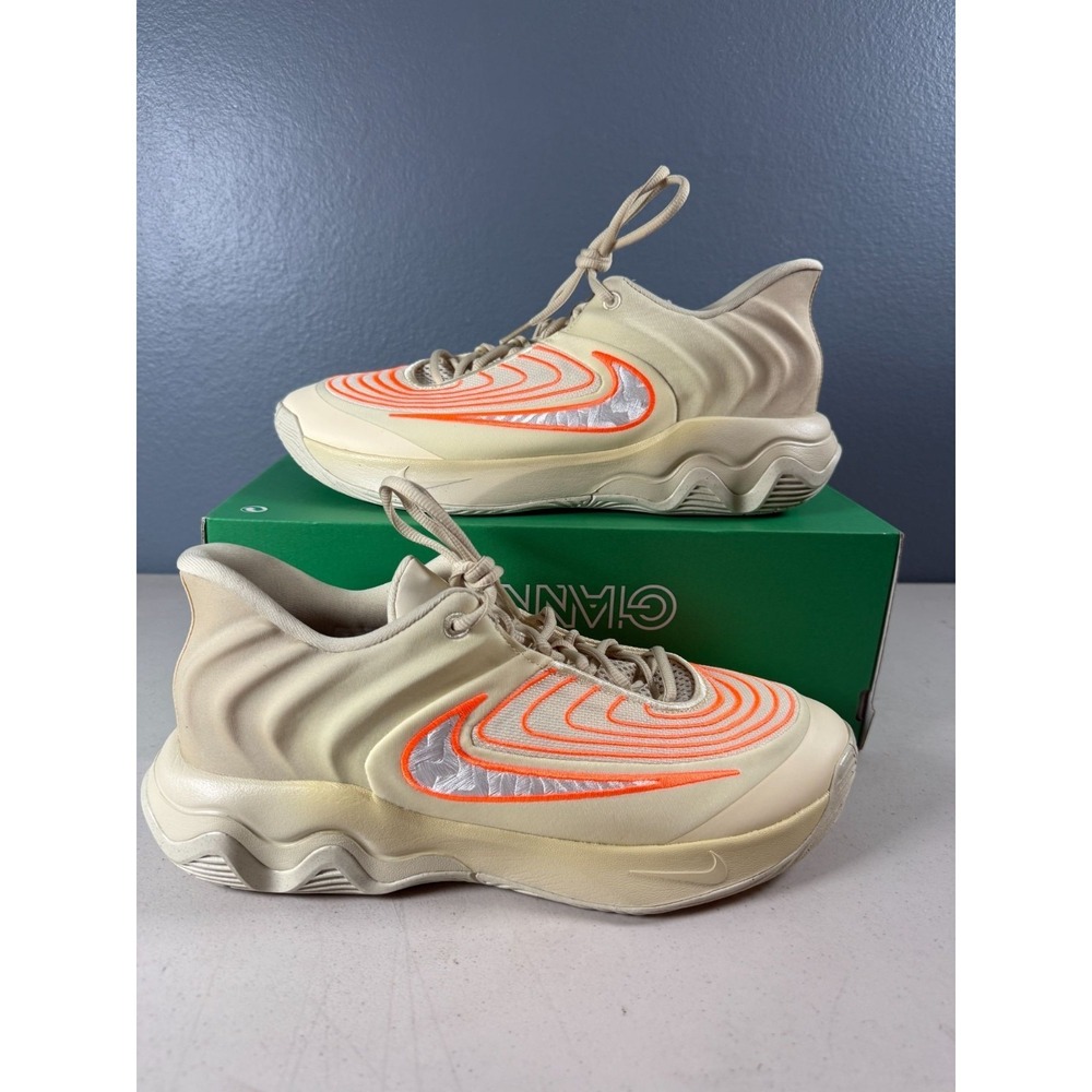 Nike Giannis Immortality 4 Basketball Sneakers In Cream & Bright Orange Men 11.5